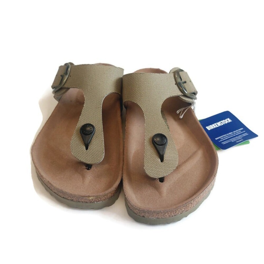 Birkenstock Womens 8 Mens 6 Gizeh Vegan Big Buckle Sandals EU 39 Faded Khaki - Picture 8 of 11